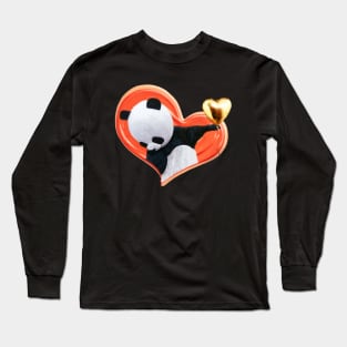 Dabbing Panda With A Heart Sweatshirt Long Sleeve T-Shirt